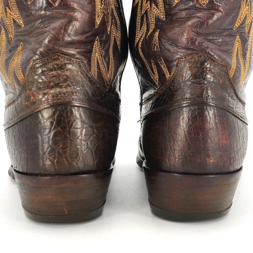 Vintage Preban Sea Turtle Exotic Justin Cowboy Boots Mens 8.5 Brown Western 9020 - Picture 6 of 14